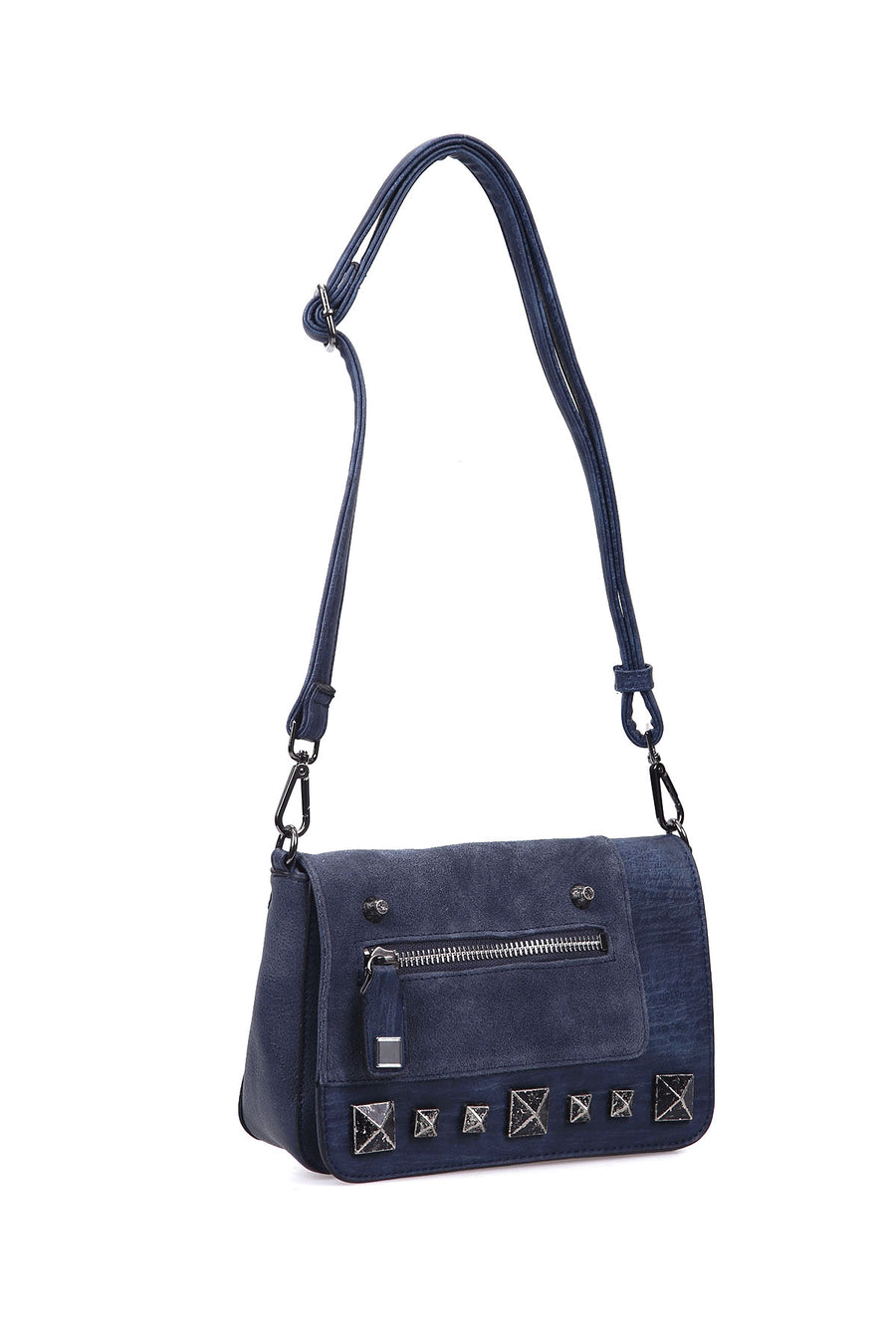 Women's Blue Synthetic Leather Crossbody Bag