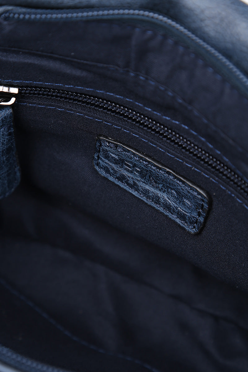 Women's Blue Synthetic Leather Crossbody Bag