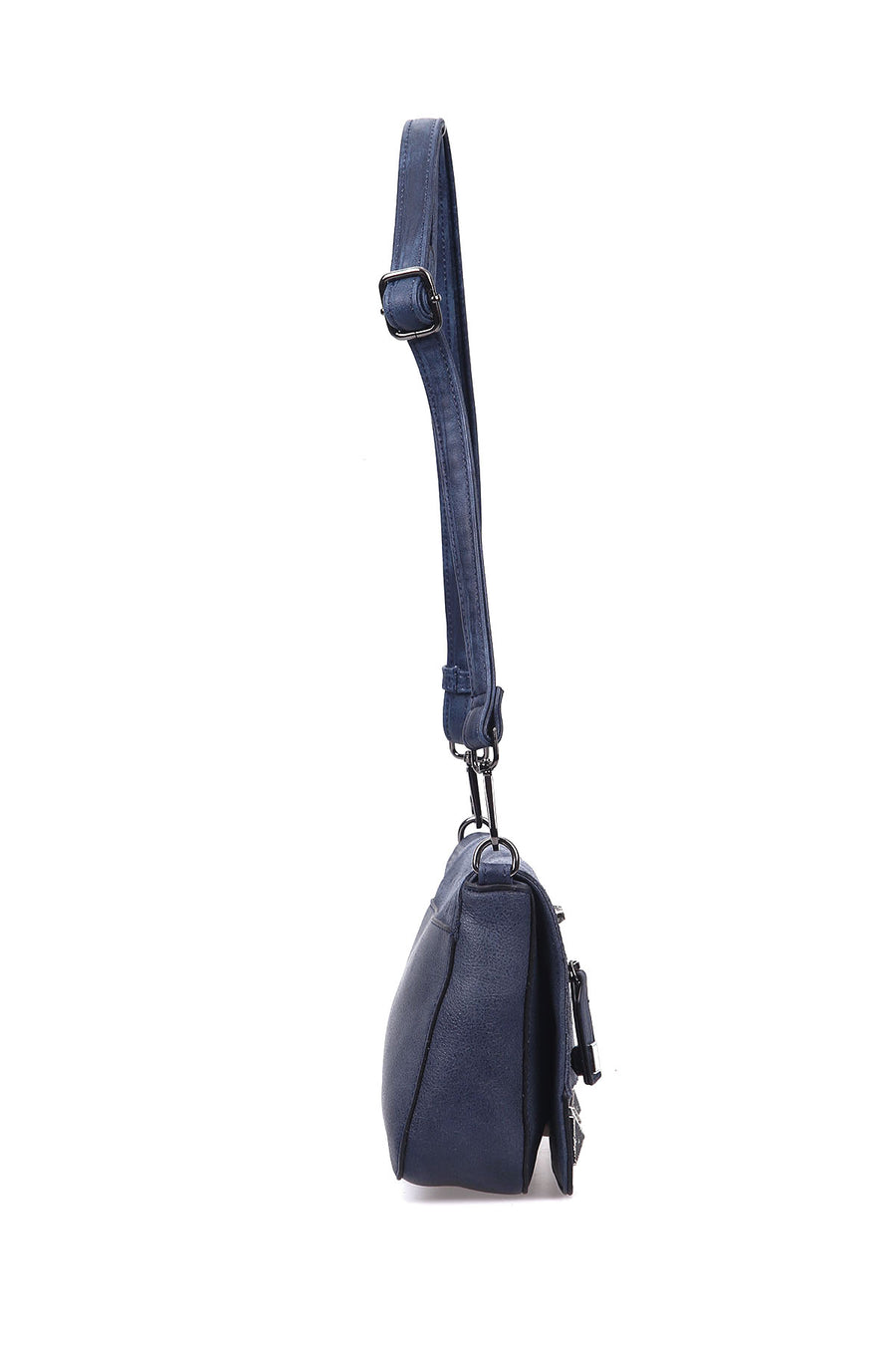 Women's Blue Synthetic Leather Crossbody Bag
