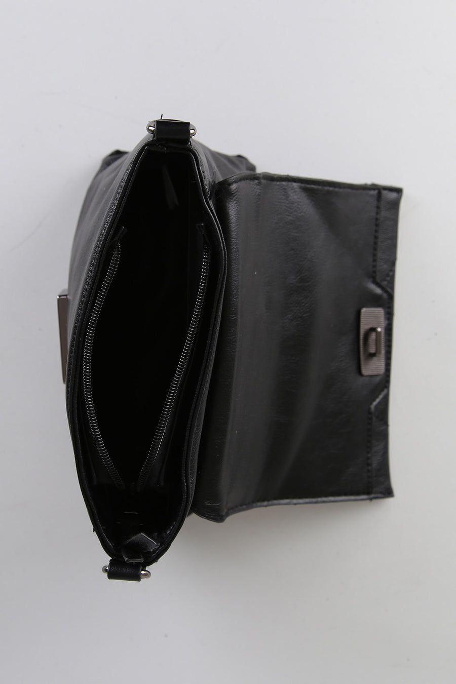Women's Black Synthetic Leather Crossbody Bag
