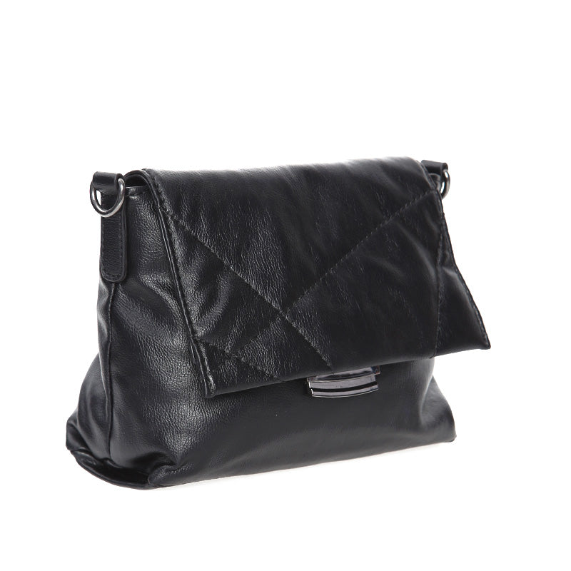 Women's Black Synthetic Leather Crossbody Bag
