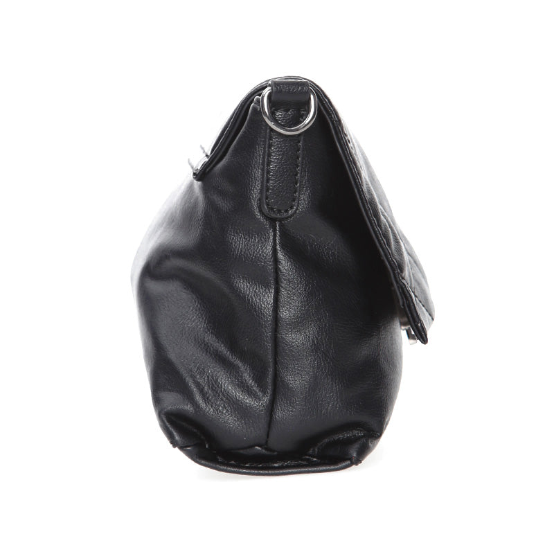 Women's Black Synthetic Leather Crossbody Bag
