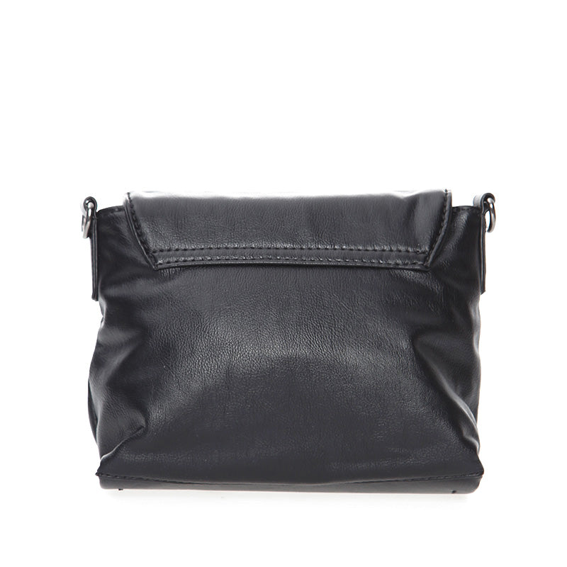 Women's Black Synthetic Leather Crossbody Bag