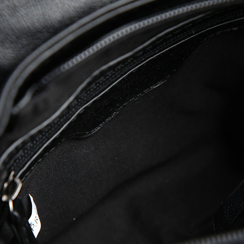 Women's Black Synthetic Leather Crossbody Bag