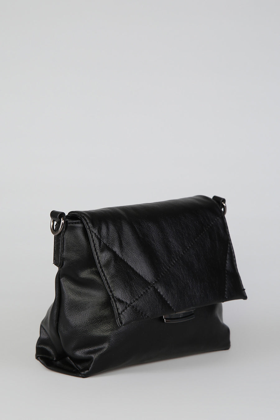 Women's Black Synthetic Leather Crossbody Bag