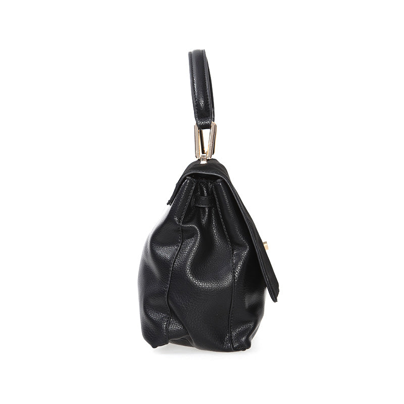Women's Black Synthetic Leather Shoulder Bag
