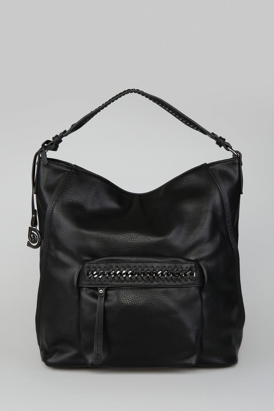 Women's Black Synthetic Leather Shoulder Bag
