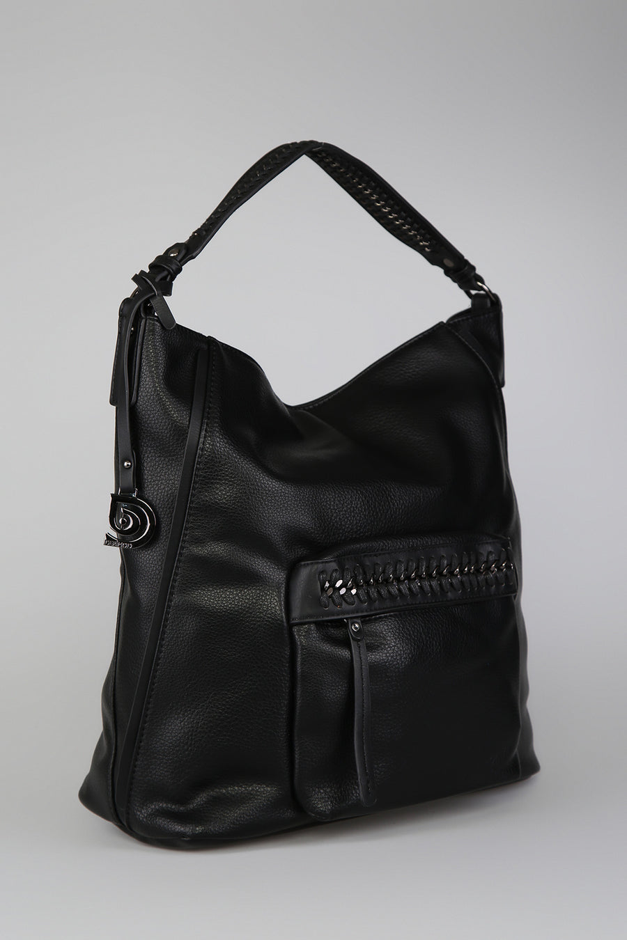 Women's Black Synthetic Leather Shoulder Bag