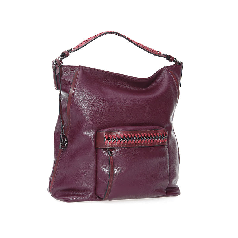 Women's Burgundy Synthetic Leather Shoulder Bag
