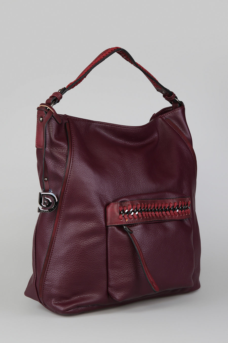 Women's Burgundy Synthetic Leather Shoulder Bag