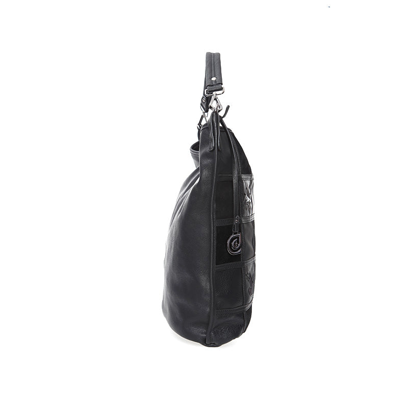 Women's Black Synthetic Leather Shoulder Bag