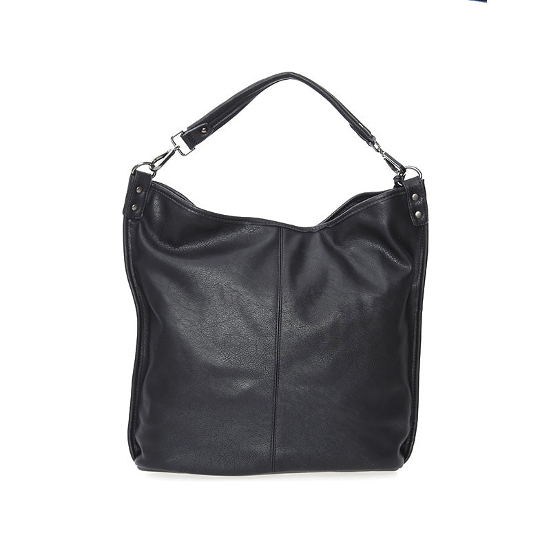 Women's Black Synthetic Leather Shoulder Bag