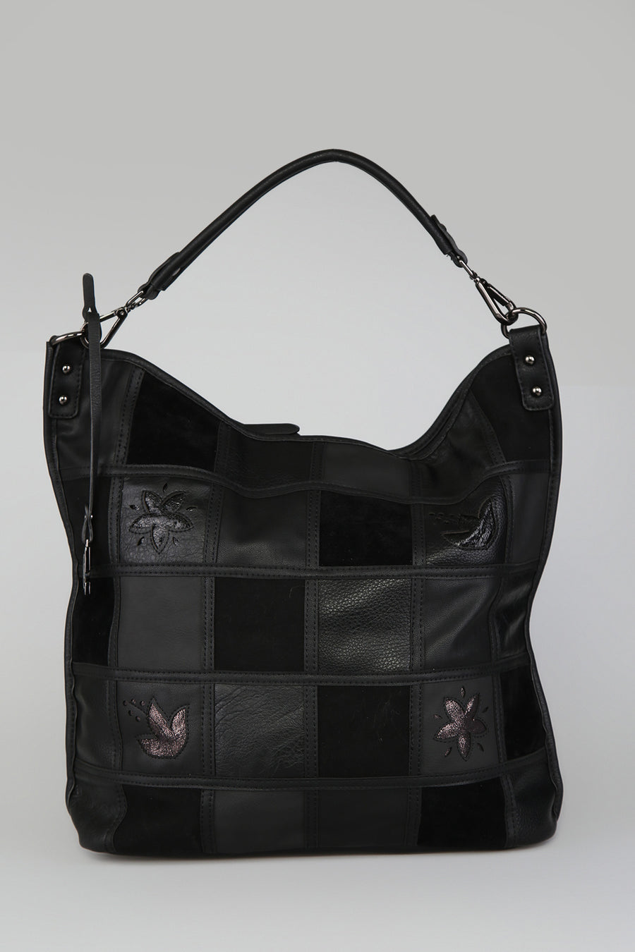 Women's Black Synthetic Leather Shoulder Bag