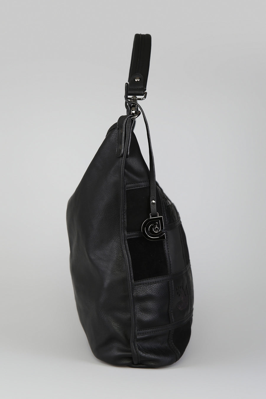 Women's Black Synthetic Leather Shoulder Bag