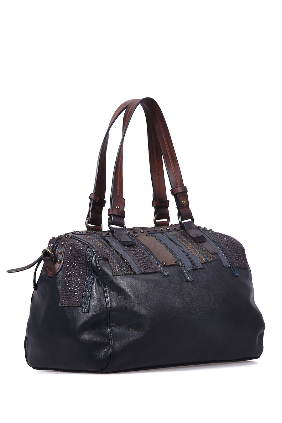 Women's Black Synthetic Leather Shoulder Bag