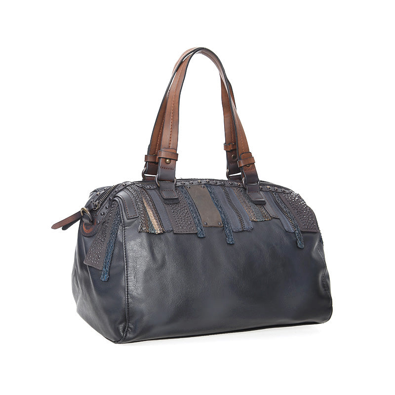 Women's Black Synthetic Leather Shoulder Bag