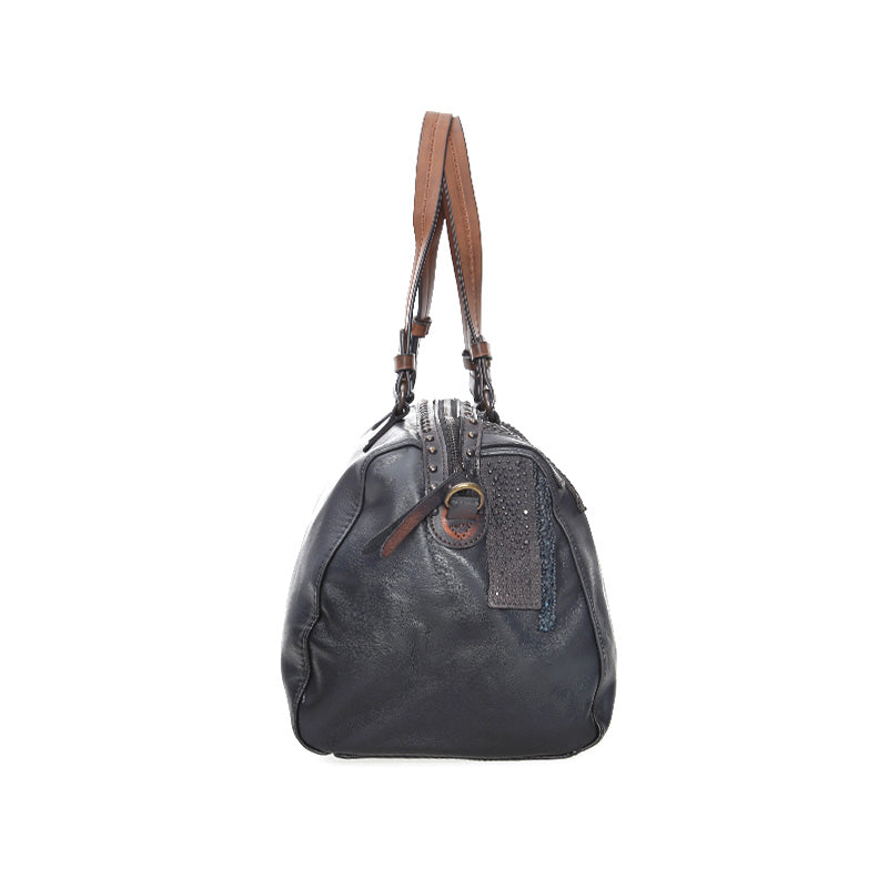 Women's Black Synthetic Leather Shoulder Bag