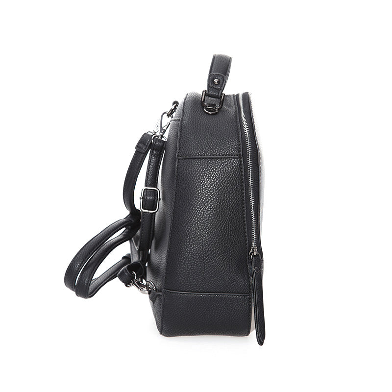 Women's Black Synthetic Leather Backpack