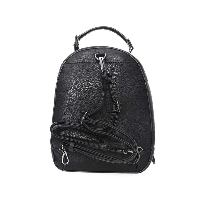 Women's Black Synthetic Leather Backpack