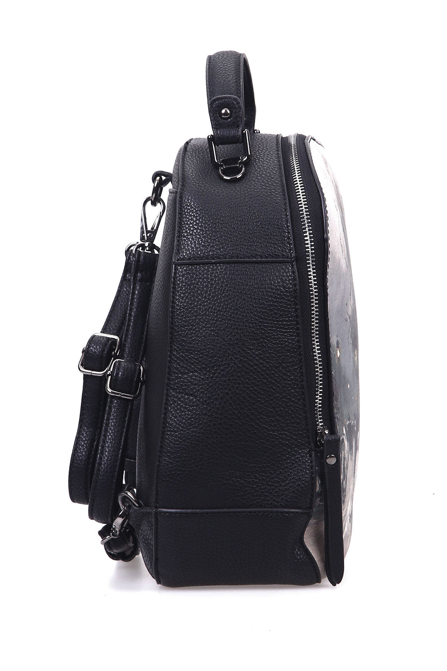 Women's Black Synthetic Leather Backpack