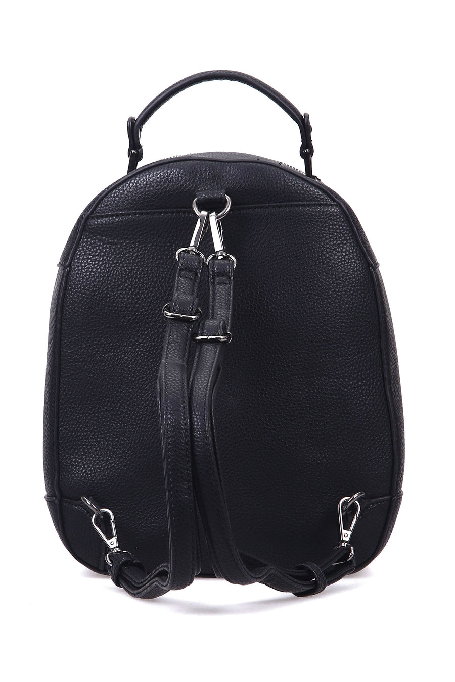 Women's Black Synthetic Leather Backpack
