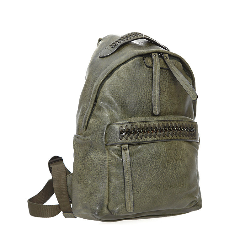 Women's Green Synthetic Leather Backpack