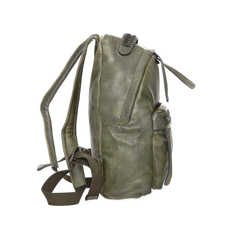 Women's Green Synthetic Leather Backpack