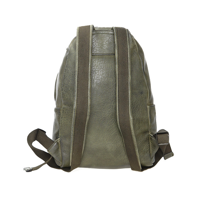 Women's Green Synthetic Leather Backpack