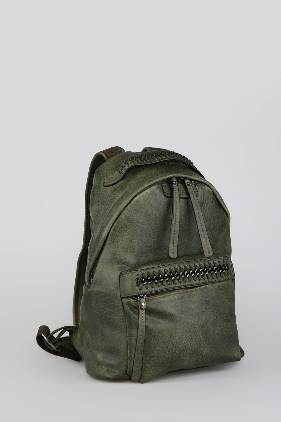 Women's Green Synthetic Leather Backpack
