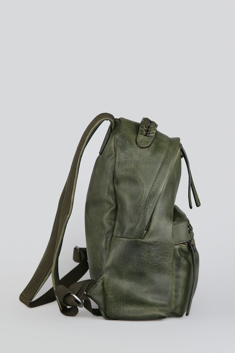 Women's Green Synthetic Leather Backpack