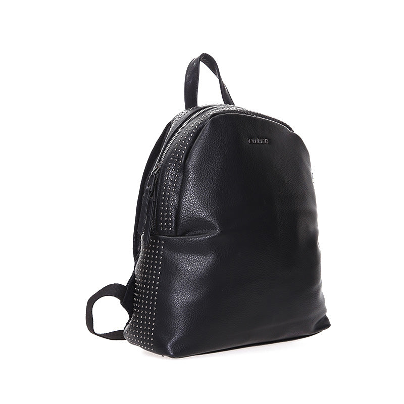 Women's Black Synthetic Leather Backpack