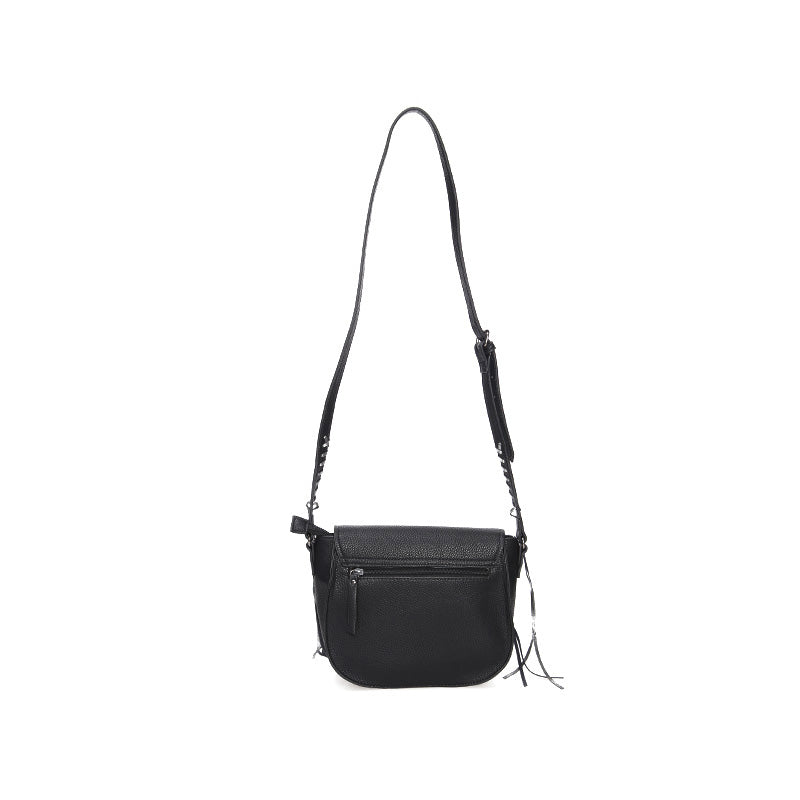 Women's Black Synthetic Leather Crossbody Bag