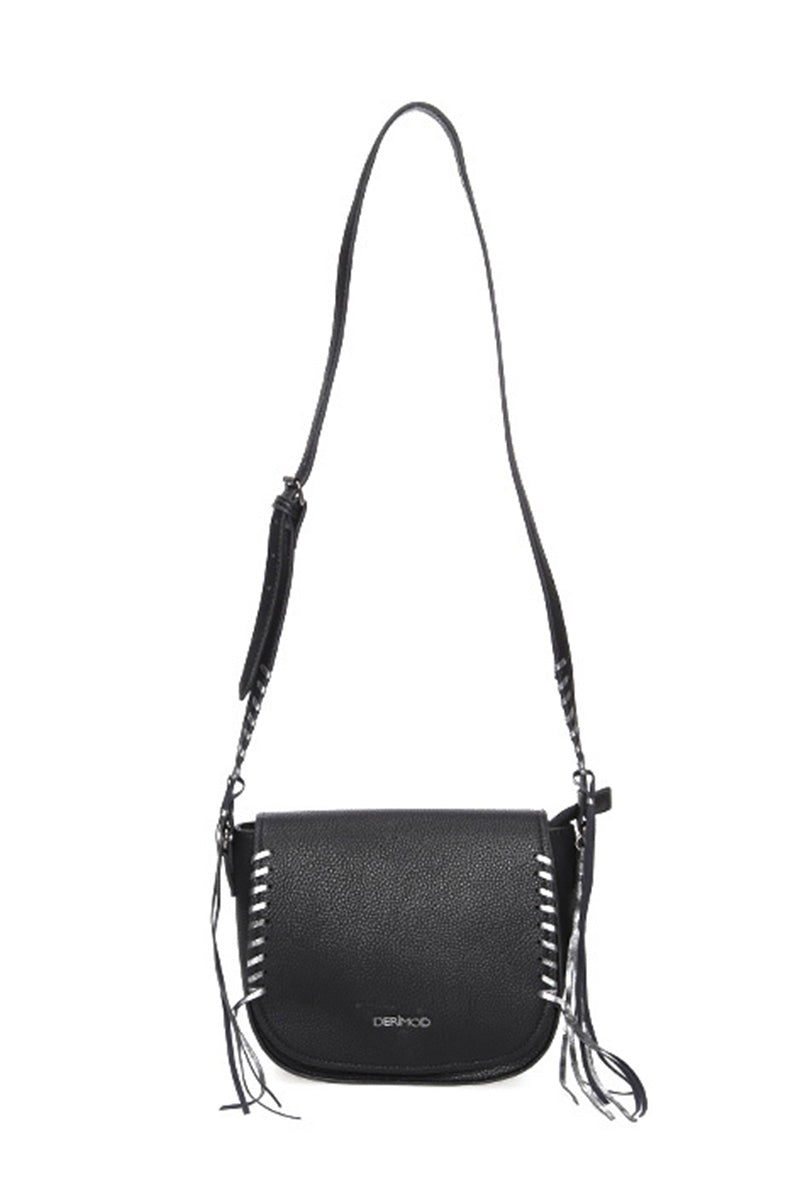 Women's Black Synthetic Leather Crossbody Bag