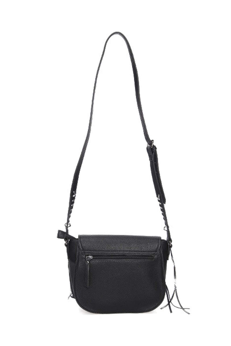 Women's Black Synthetic Leather Crossbody Bag