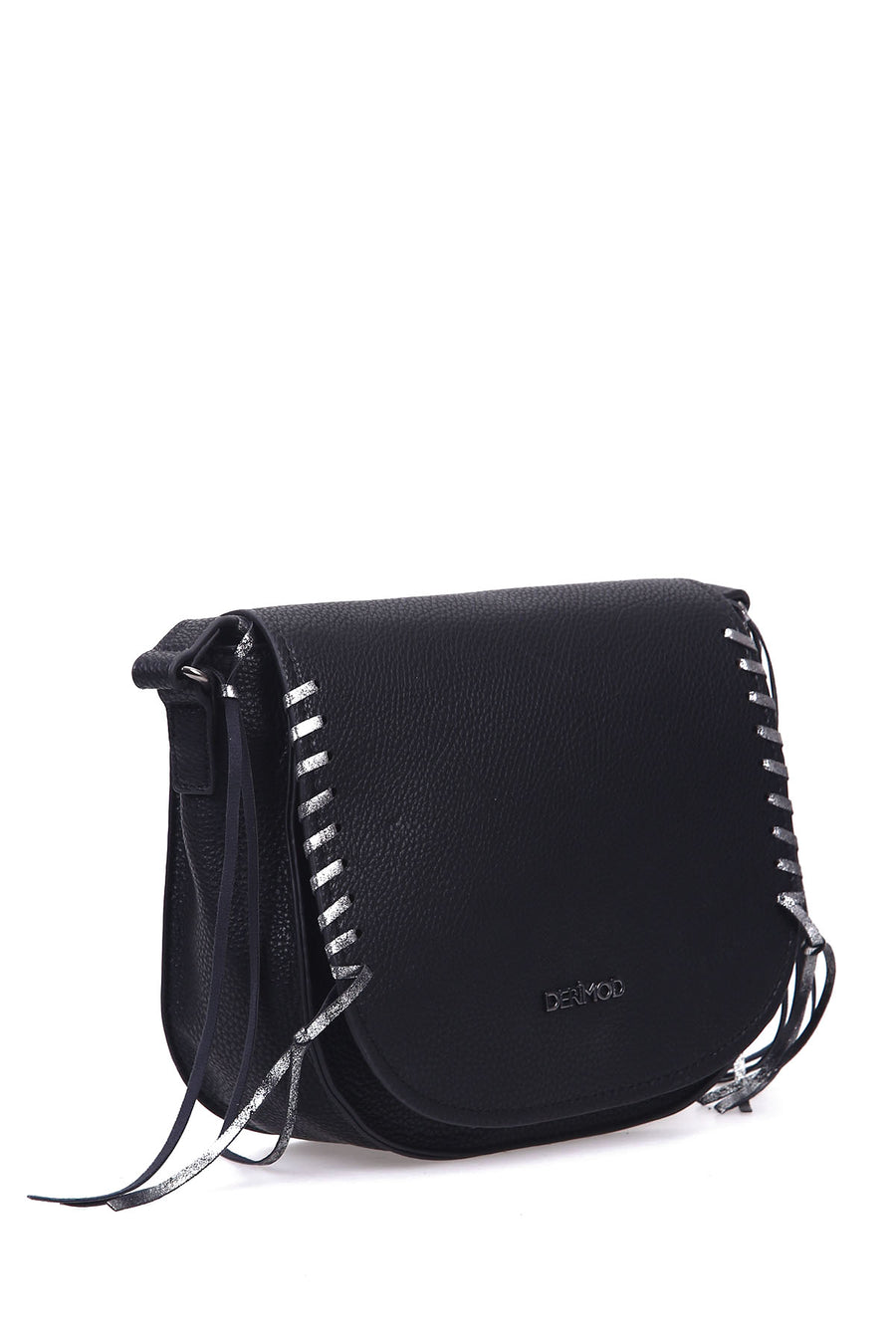 Women's Black Synthetic Leather Crossbody Bag