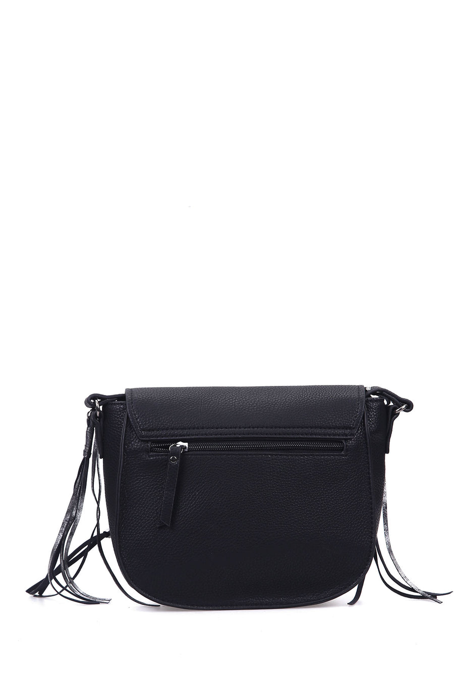 Women's Black Synthetic Leather Crossbody Bag