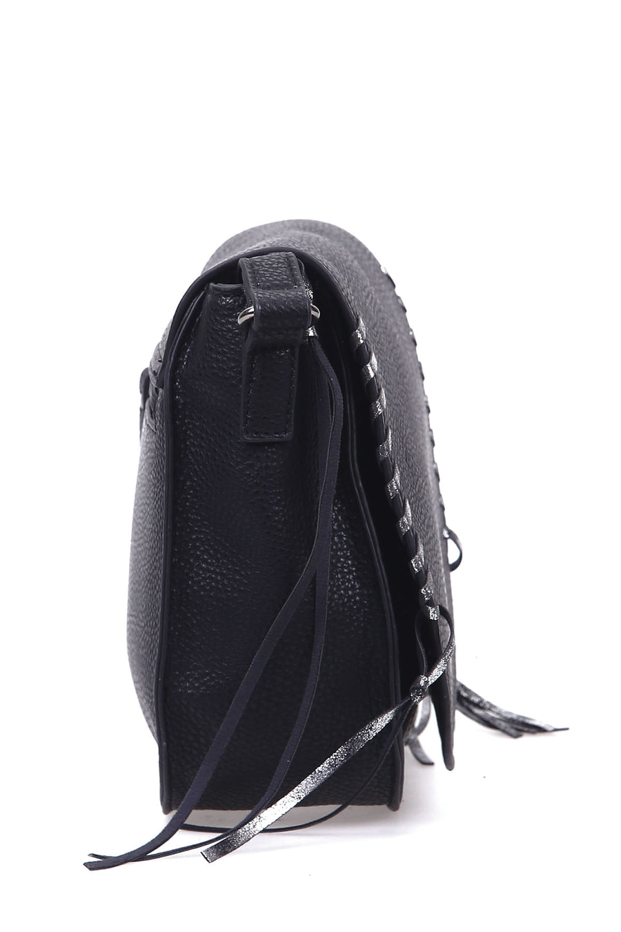 Women's Black Synthetic Leather Crossbody Bag