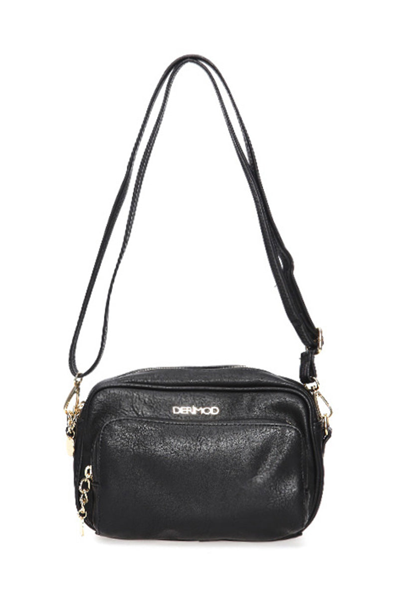 Women's Black Synthetic Leather Crossbody Bag
