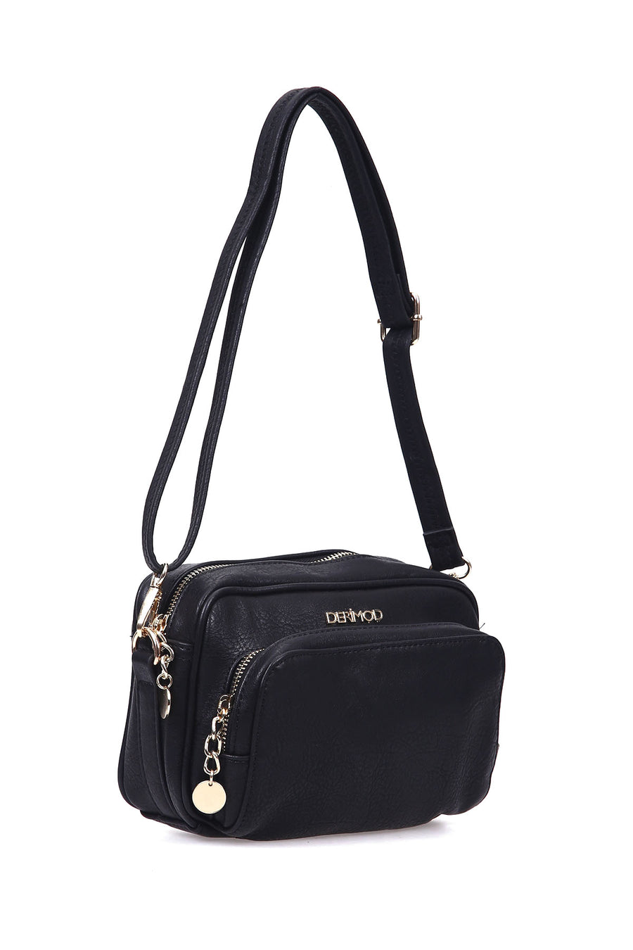 Women's Black Synthetic Leather Crossbody Bag