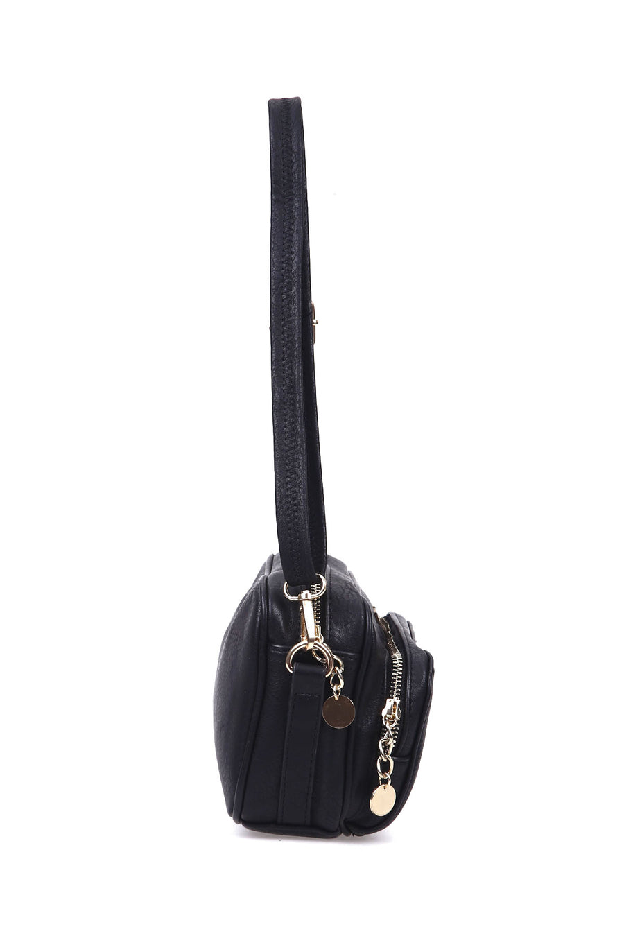 Women's Black Synthetic Leather Crossbody Bag