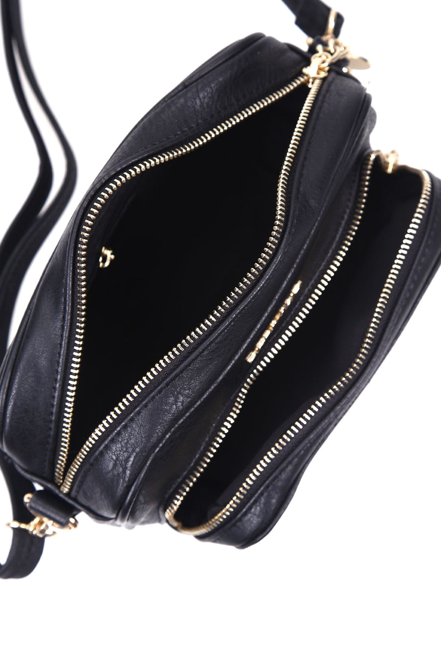 Women's Black Synthetic Leather Crossbody Bag