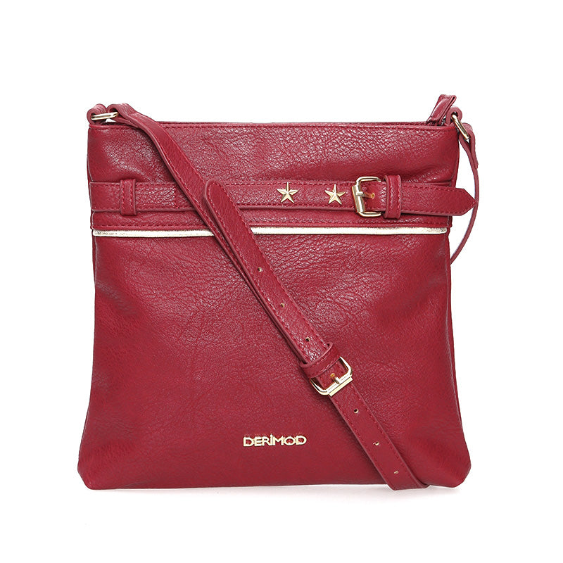 Women's Burgundy Synthetic Leather Crossbody Bag