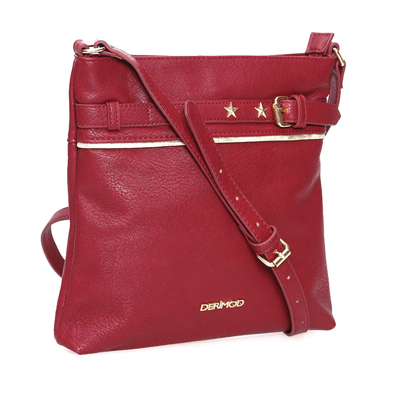 Women's Burgundy Synthetic Leather Crossbody Bag