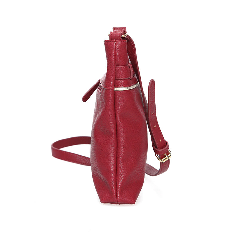 Women's Burgundy Synthetic Leather Crossbody Bag
