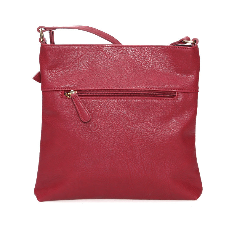 Women's Burgundy Synthetic Leather Crossbody Bag