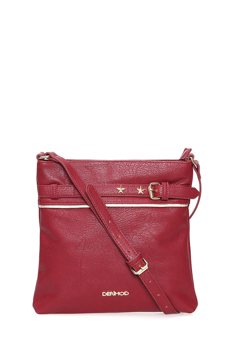 Women's Burgundy Synthetic Leather Crossbody Bag