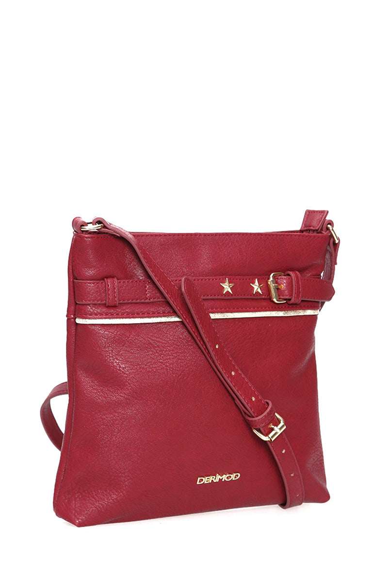 Women's Burgundy Synthetic Leather Crossbody Bag