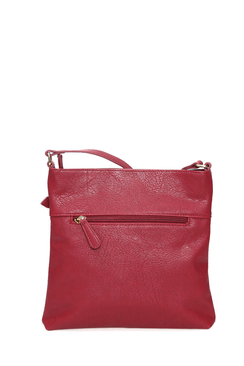 Women's Burgundy Synthetic Leather Crossbody Bag