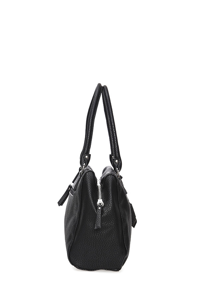 Women's Black Synthetic Leather Shoulder Bag