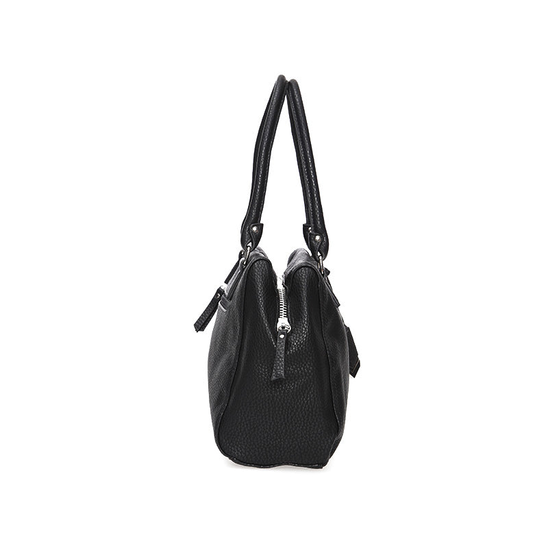 Women's Black Synthetic Leather Shoulder Bag